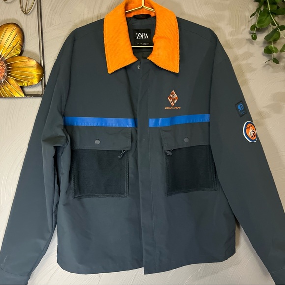 Zara Other - Zara Men's‎ Dark Gray Jacket with Orange Collar